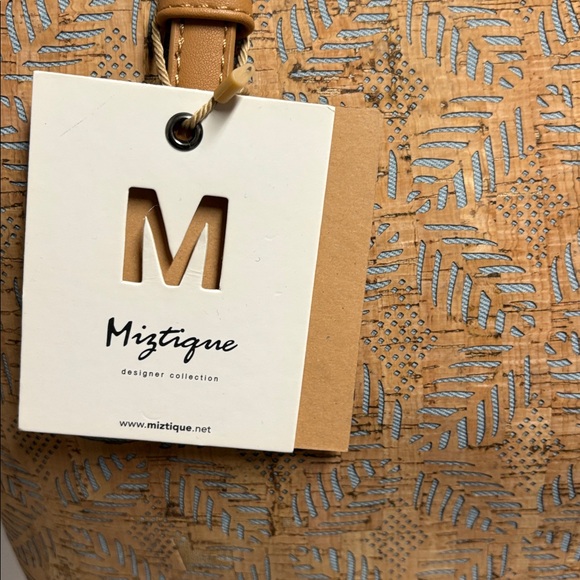 Miztique Cork & Leather Laser Cut Extra Large Tote Shoulder Bag Tan NWT - Picture 5 of 5